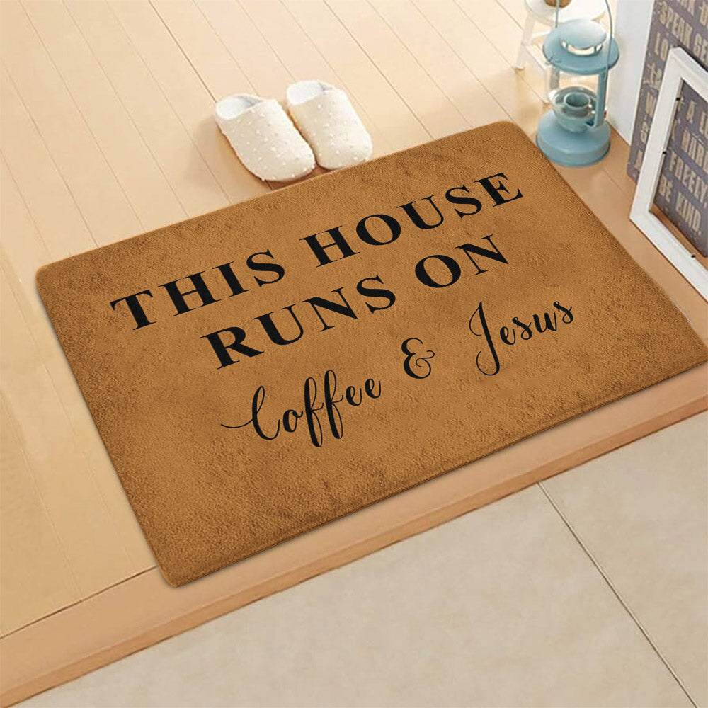 This House Runs On Coffee And Jesus CLA1710016D Non-slip Door mats