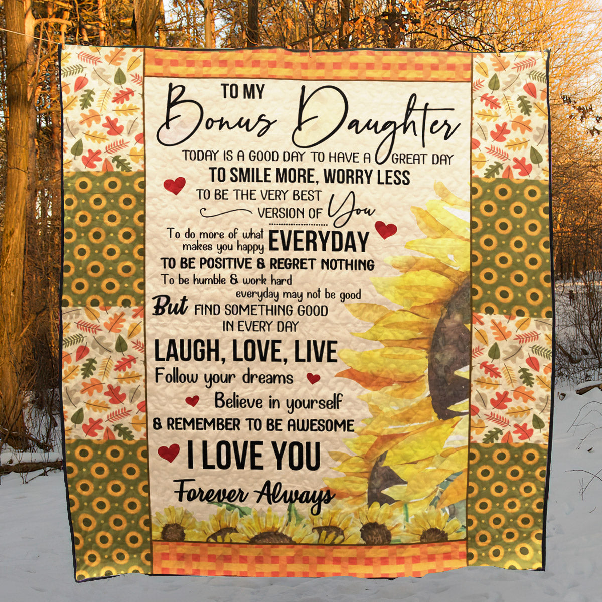 To My Bonus Daughter CL12110186MDQ Quilt Blanket