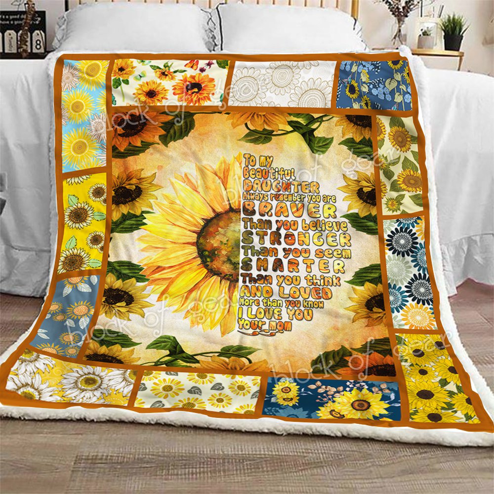 To My Beautiful Daughter Sunflower CL301308MDF Sherpa Fleece Blanket