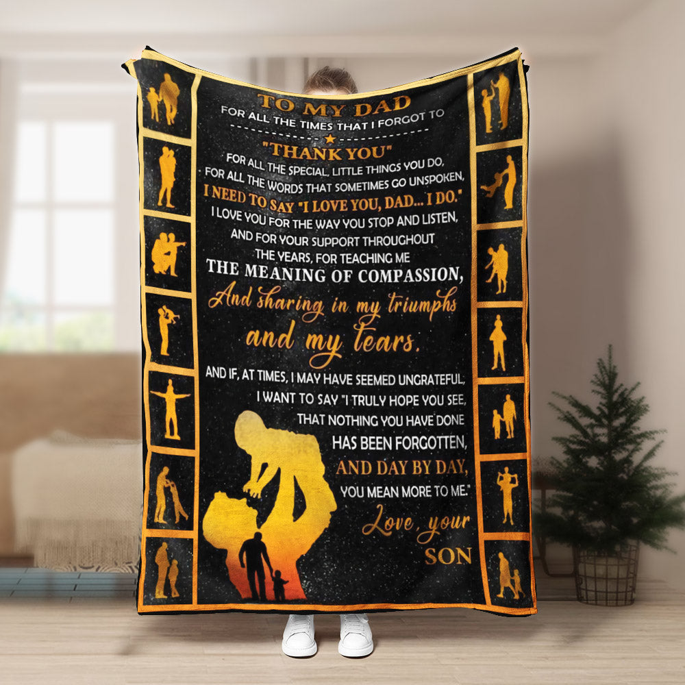 To My Dad Thank You Son CLA1910452F Sherpa Fleece Blanket