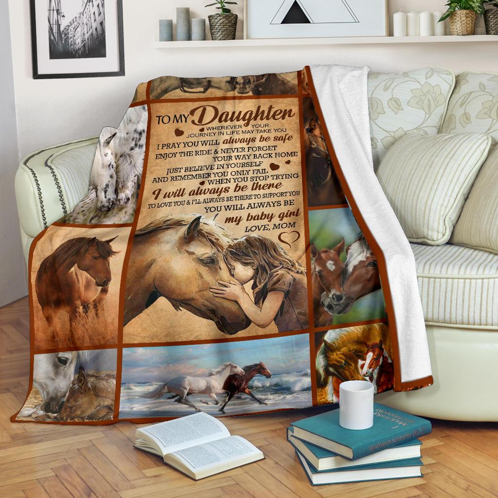 To My Daughter Horse CL30100362MDF Sherpa Fleece Blanket