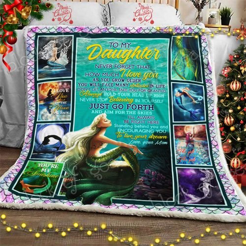 To My Daughter Love Mom Mermaid CL30100366MDF Sherpa Fleece Blanket