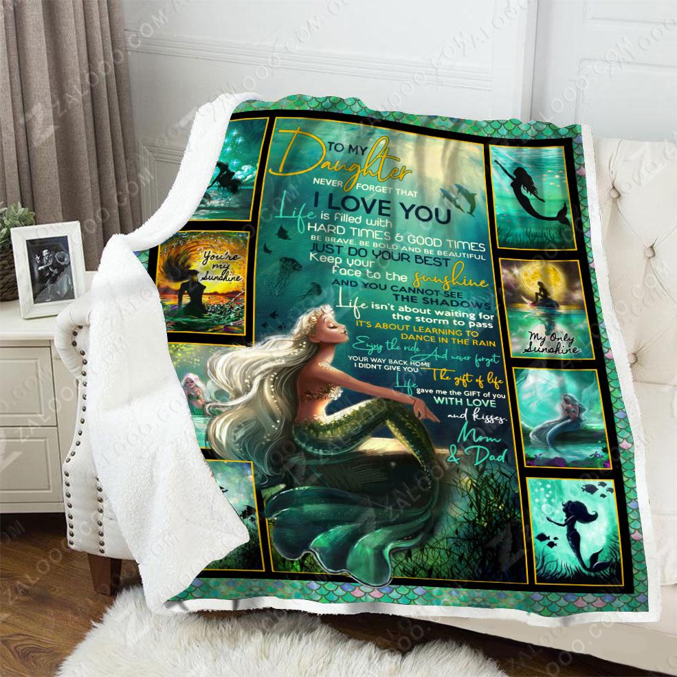 To My Daughter Mermaid CL02111436MDF Sherpa Fleece Blanket