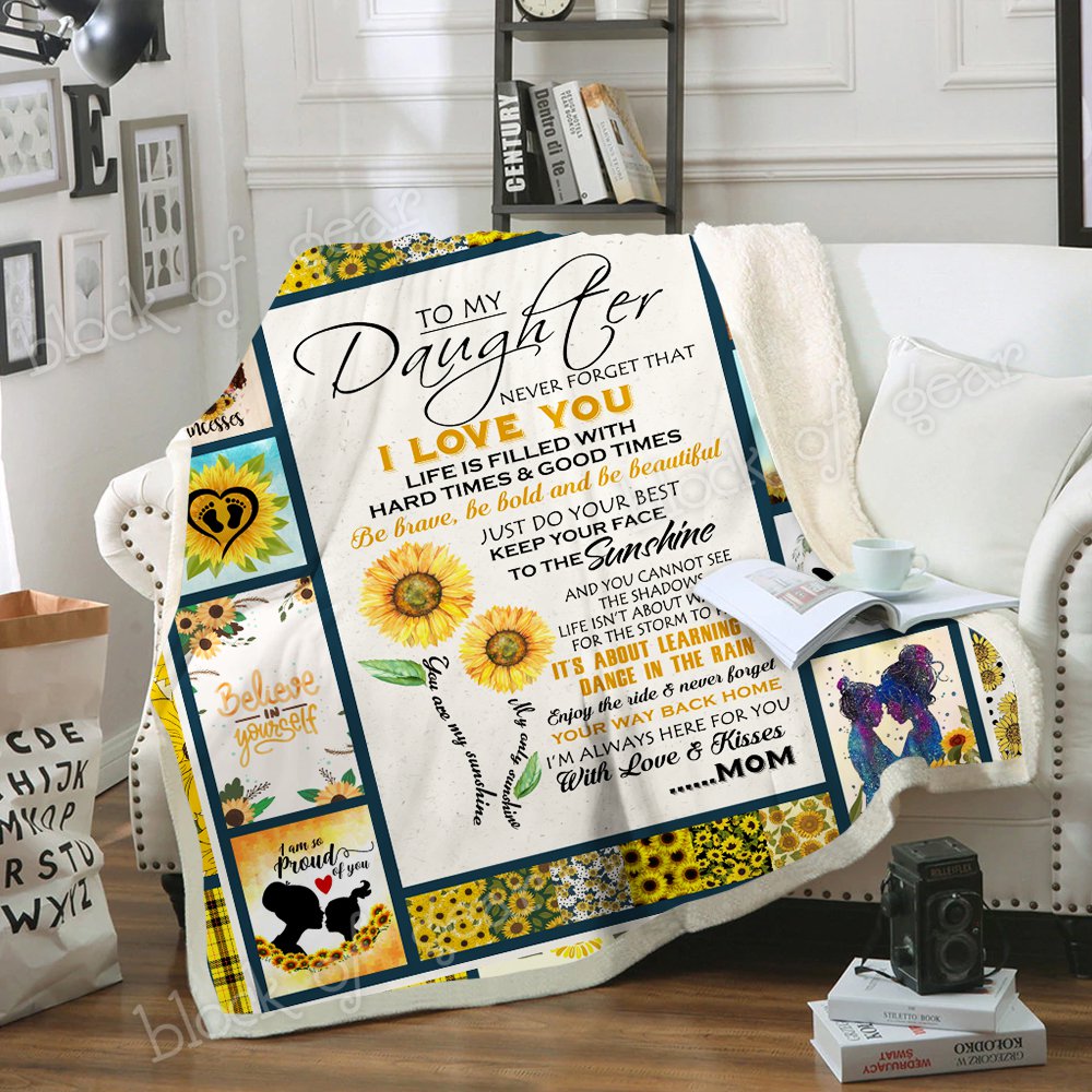 To My Daughter Sunflower CL2109148MD Sherpa Fleece Blanket