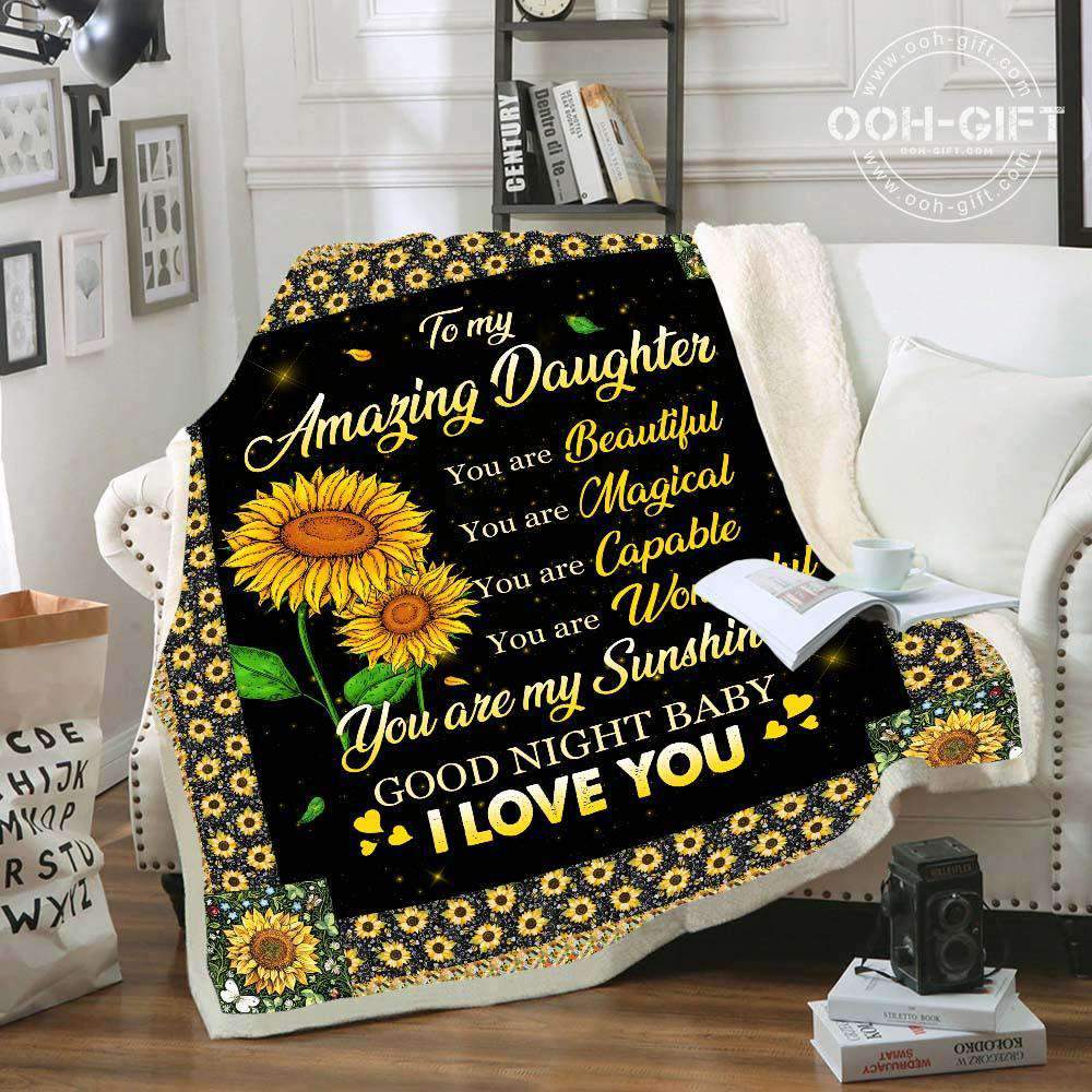 To My Daughter Sunflower CL30100388MDF Sherpa Fleece Blanket