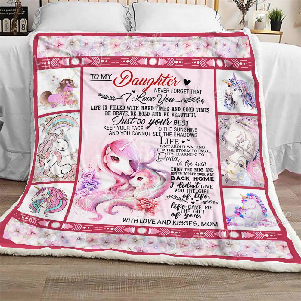 To My Daughter Unicorn CL1909201MDF Sherpa Fleece Blanket