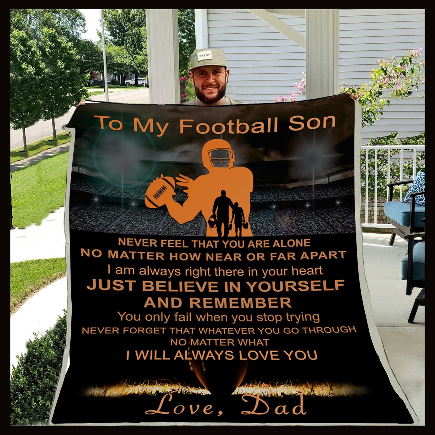 To My Football Son Dad CL30100394MDF Sherpa Fleece Blanket