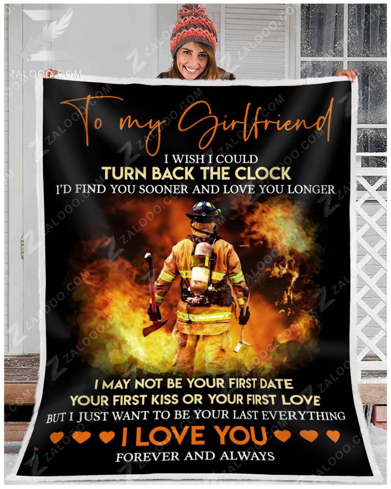 To My Girlfriend Firefighter CL02111516MDF Sherpa Fleece Blanket