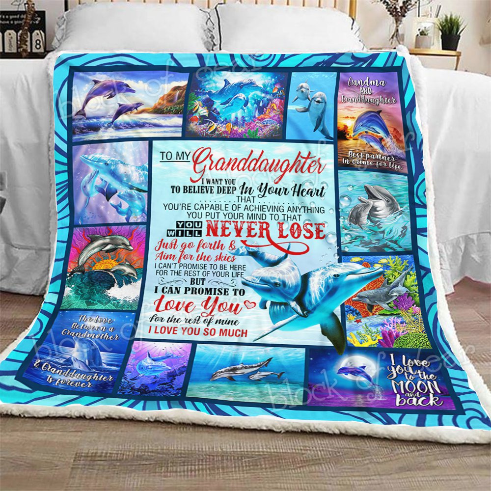 To My Granddaughter Dolphin CL301312MDF Sherpa Fleece Blanket