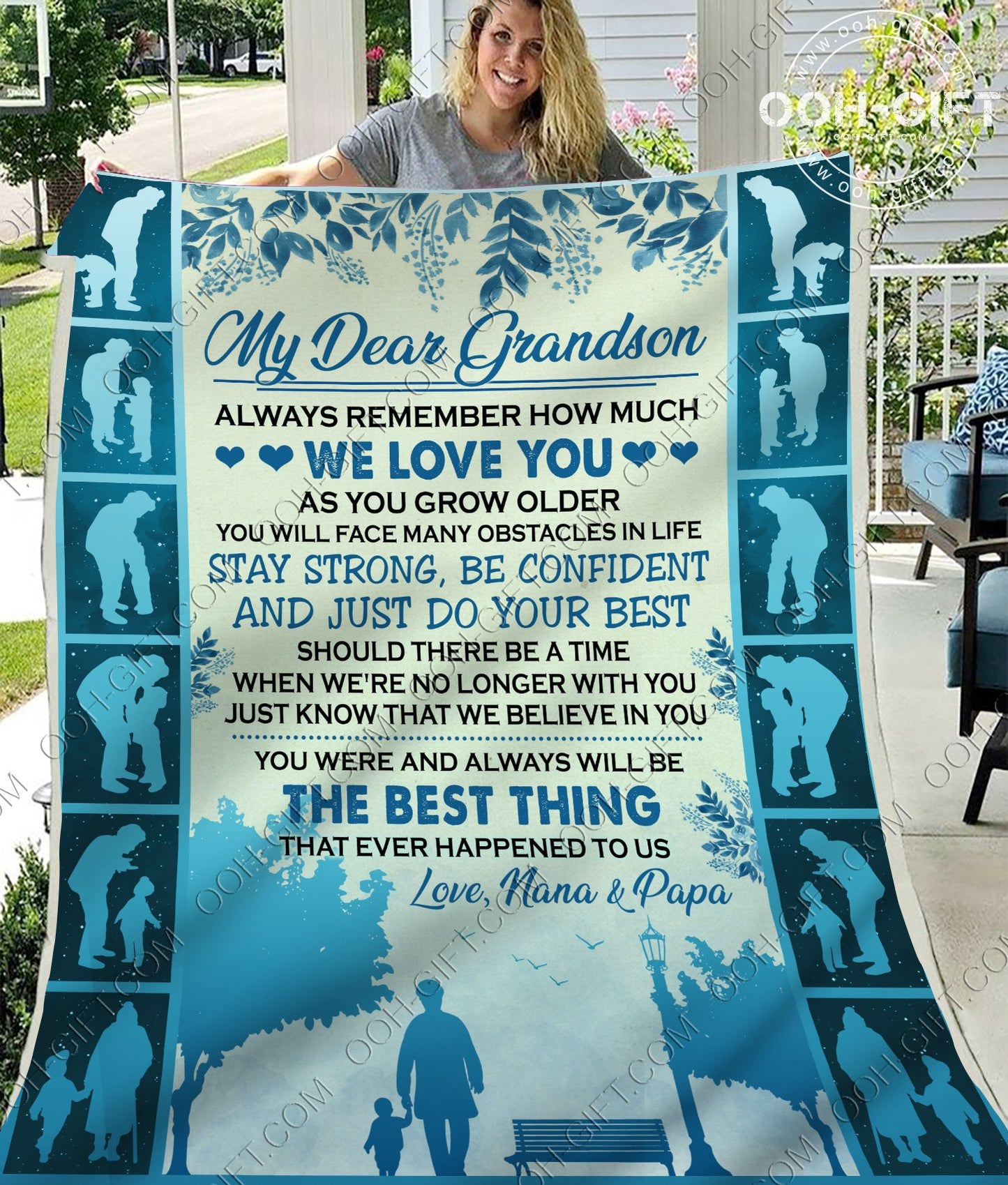 To My Grandson Nana Papa CL05110687MDF Sherpa Fleece Blanket