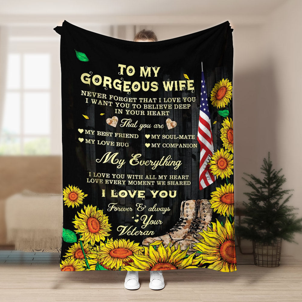 To my wife My everything Veteran CLA1910392F Sherpa Fleece Blanket