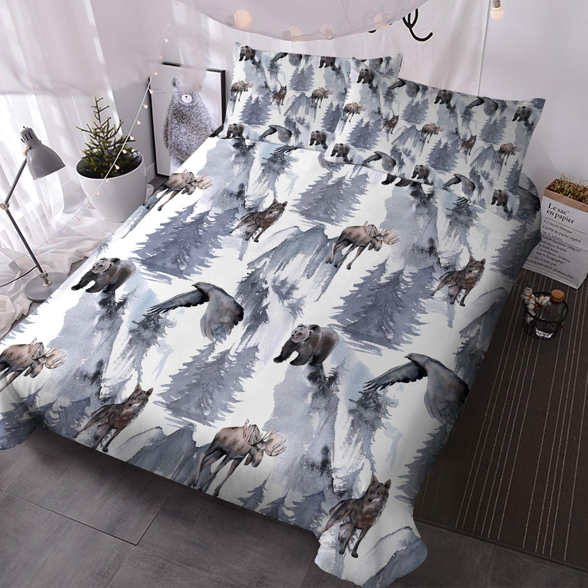 Trees Eagle Bear Elk CLM1510182B Bedding Sets