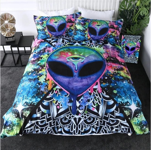 Trippy Watercolor Alien CLH1510221B Bedding Sets