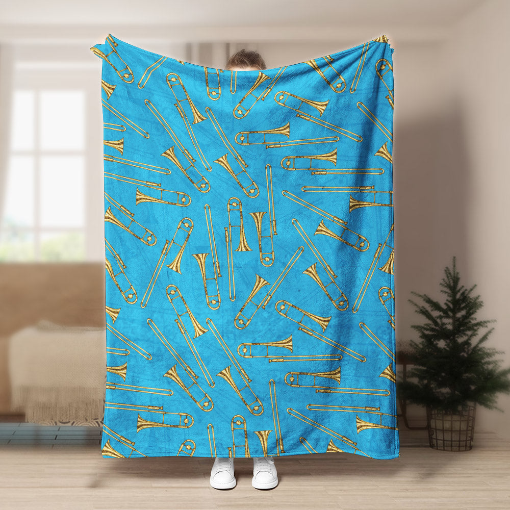 Trombone Pattern CLA15101050F Sherpa Fleece Blanket