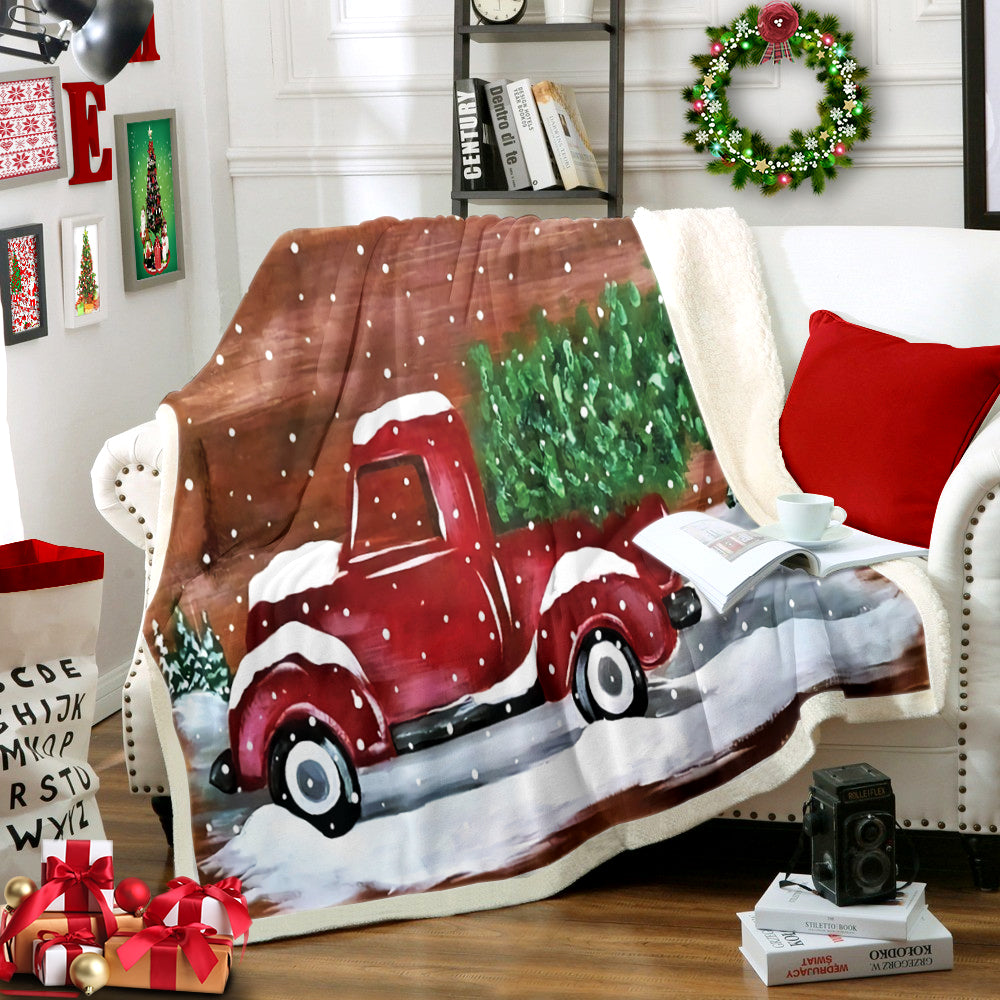 Truck With Christmas Tree TN0111176TT Sherpa Fleece Blanket