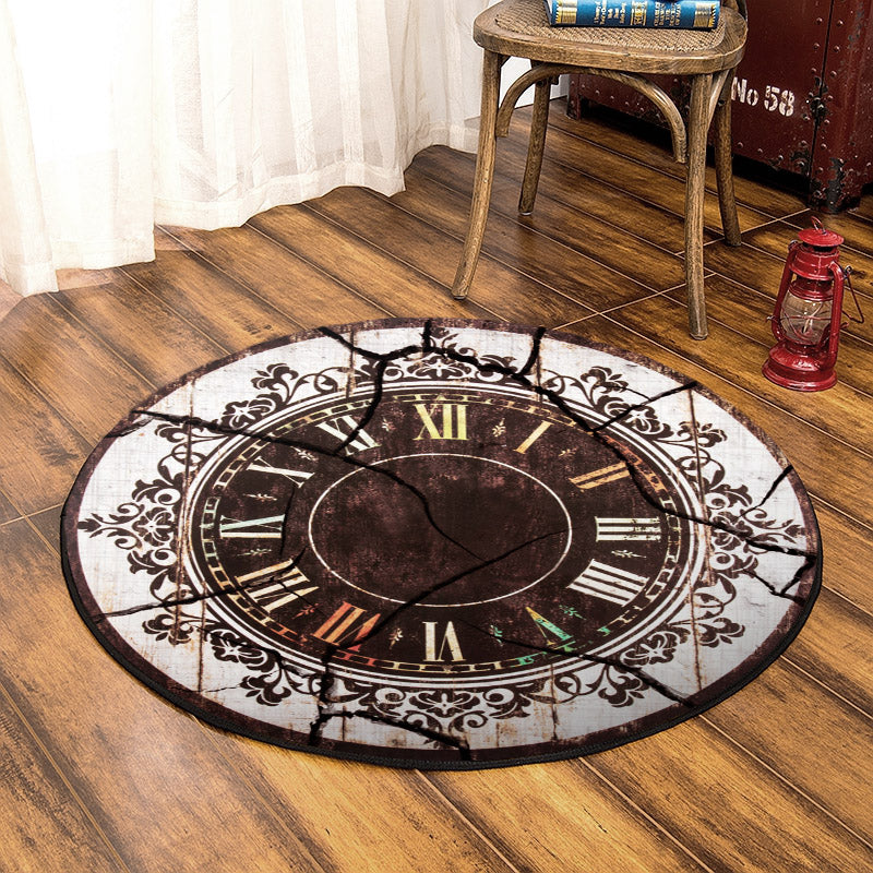 Vintage Clock TN120818PT Round Area Rug