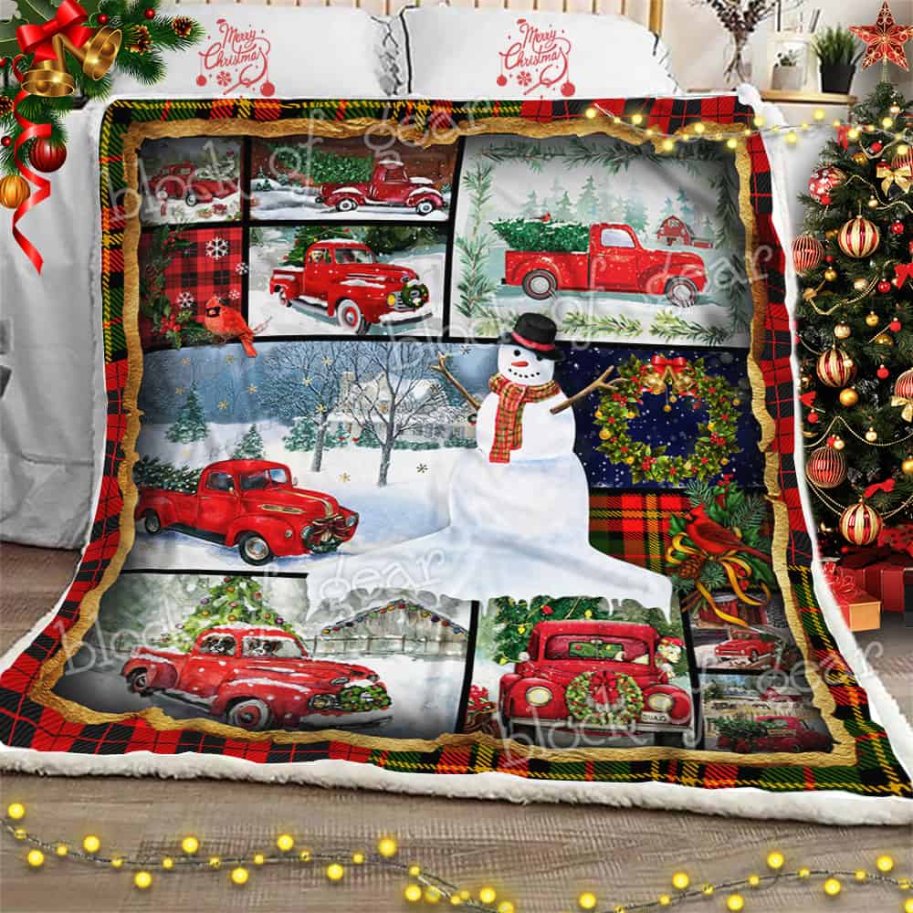 Vintage Red Truck CL11100216MDF Sherpa Fleece Blanket