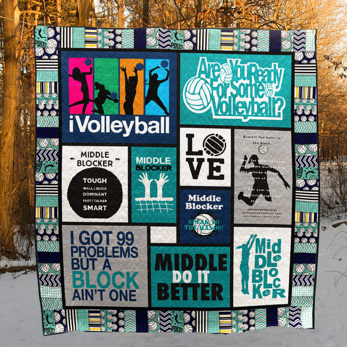 Volleyball Middle Block HN070619 Quilt Blanket