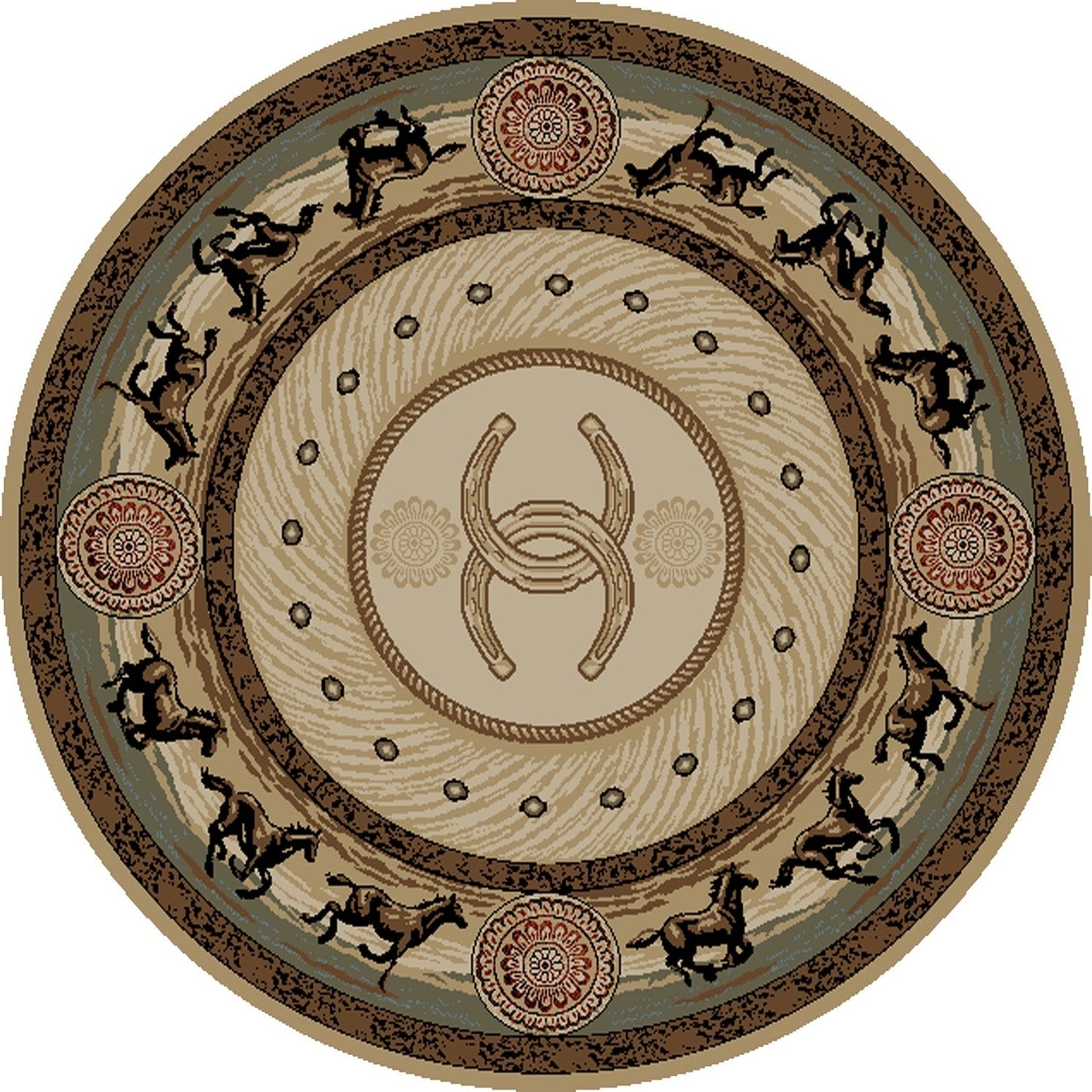 Western Horse CLA2709294RR Round Area Rug