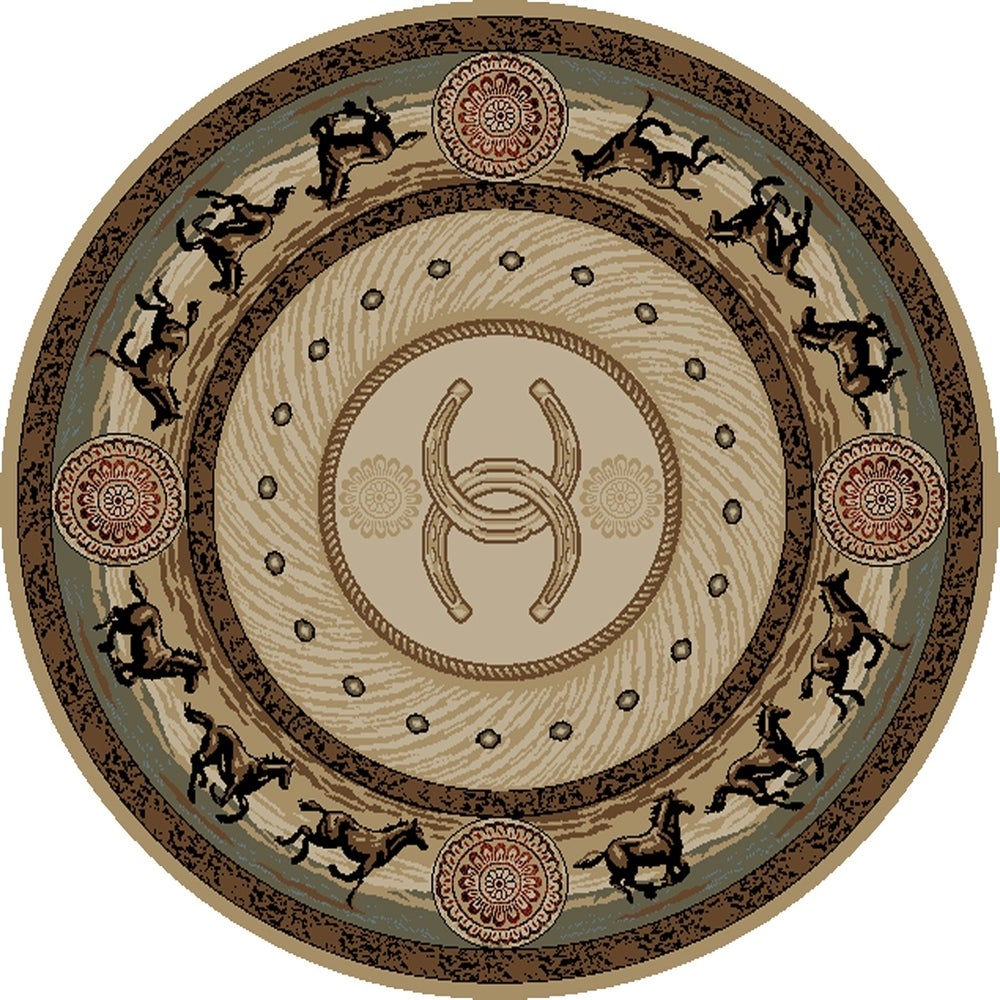 Western Horse CLM2809100R Round Area Rug