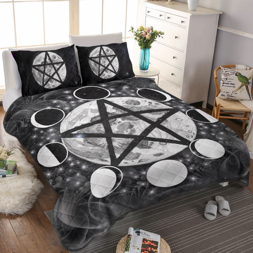 Wicca Pentagram Moon CLM1511489B Quilt Bedding Set