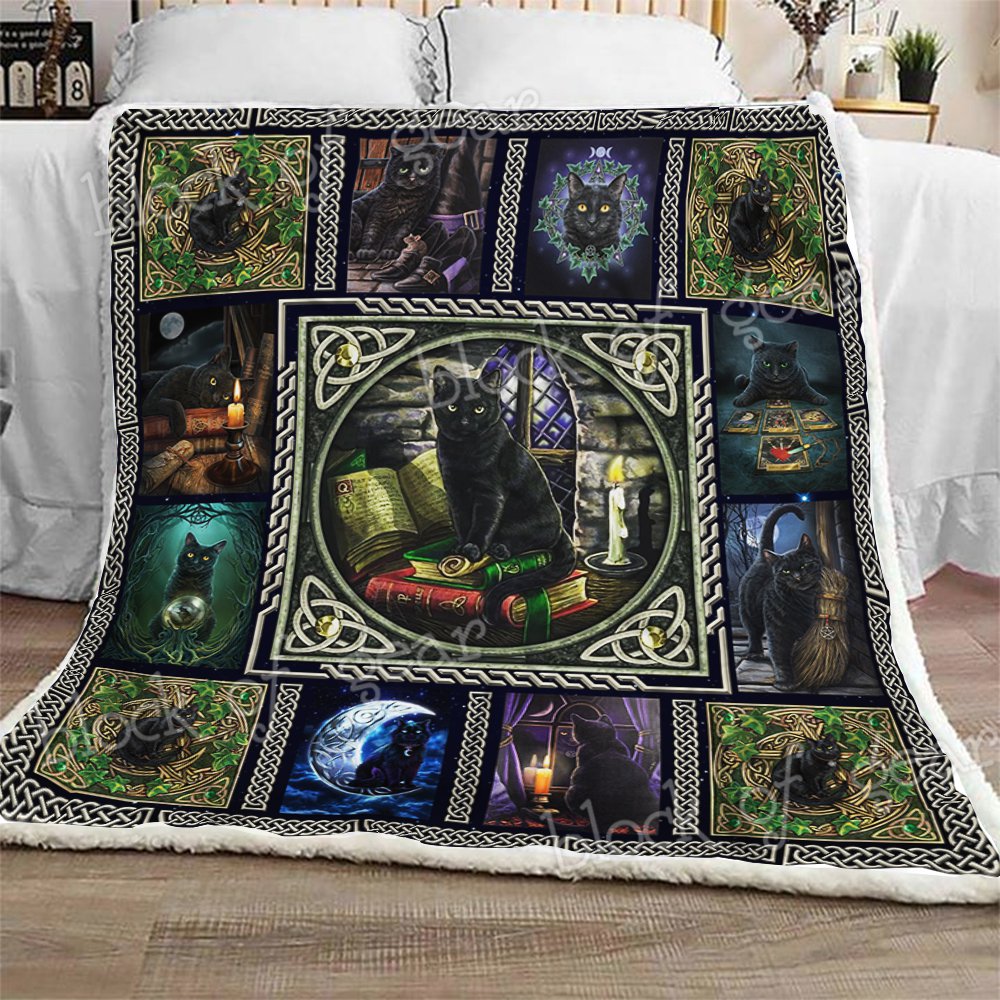 Wiccan Black Cat CL2709554MDF Sherpa Fleece Blanket
