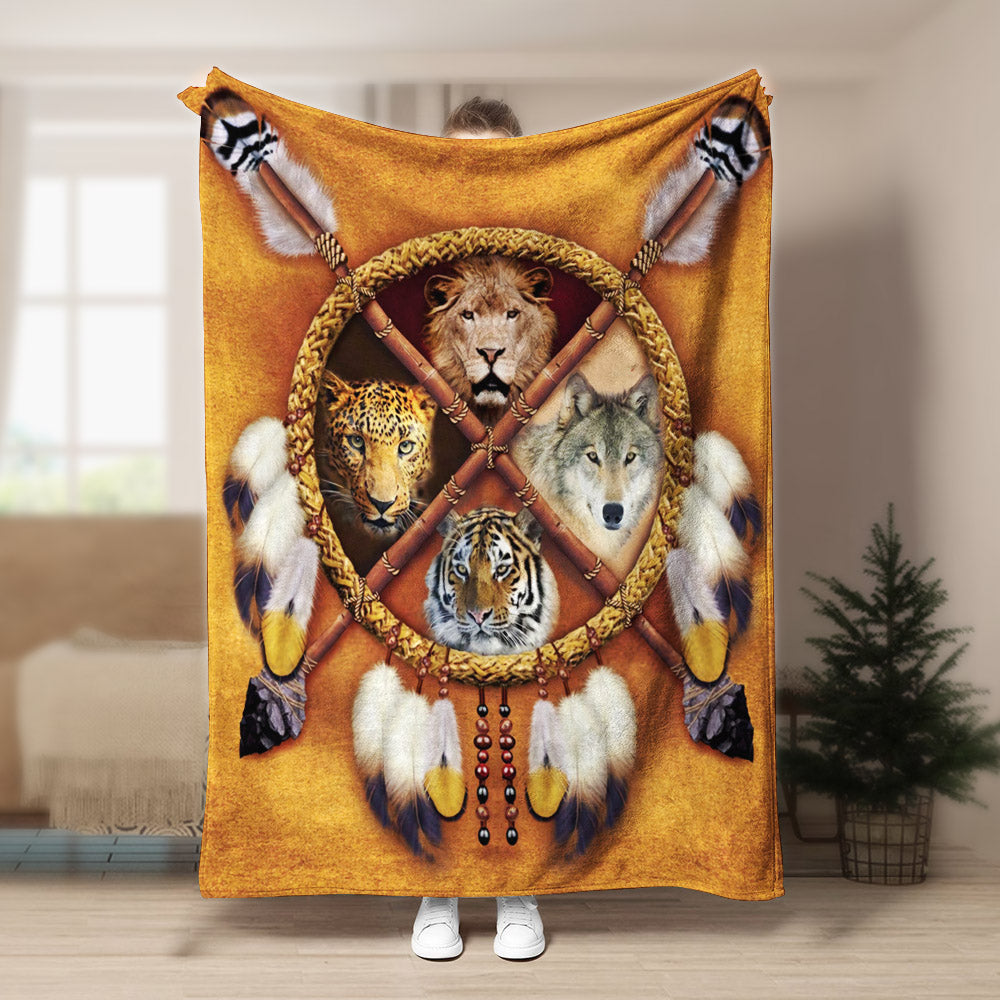 Wolf Dreamcatcher CL140904MD Sherpa Fleece Blanket