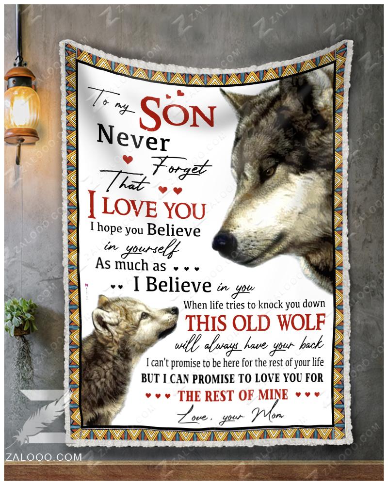 Wolf To My Son Love Mom CL26110645MDF Sherpa Fleece Blanket