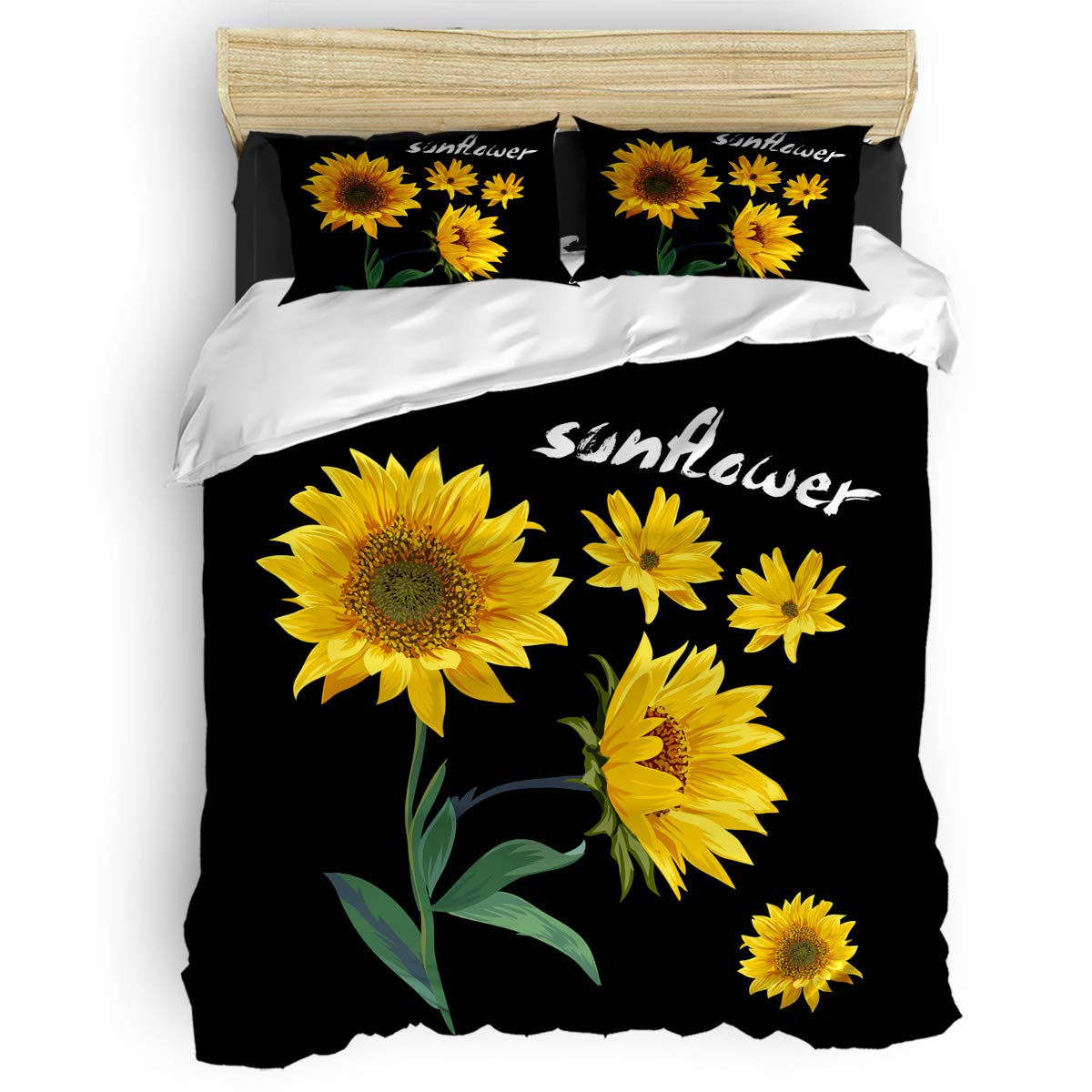 Yellow Sunflower Black Background CLG1010112B Bedding Sets
