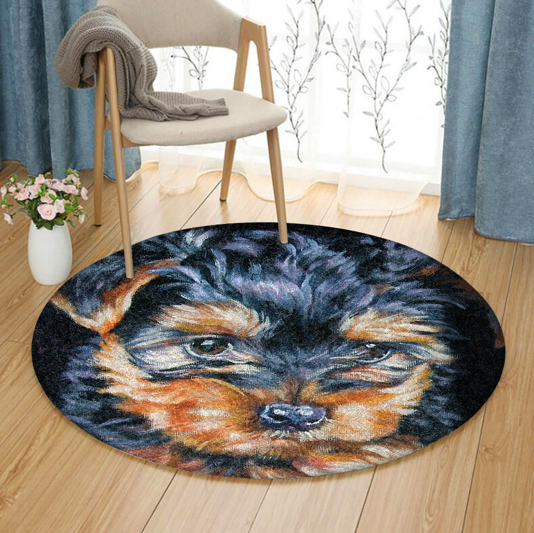 Yorkie Dog DD1909132C Round Area Rug