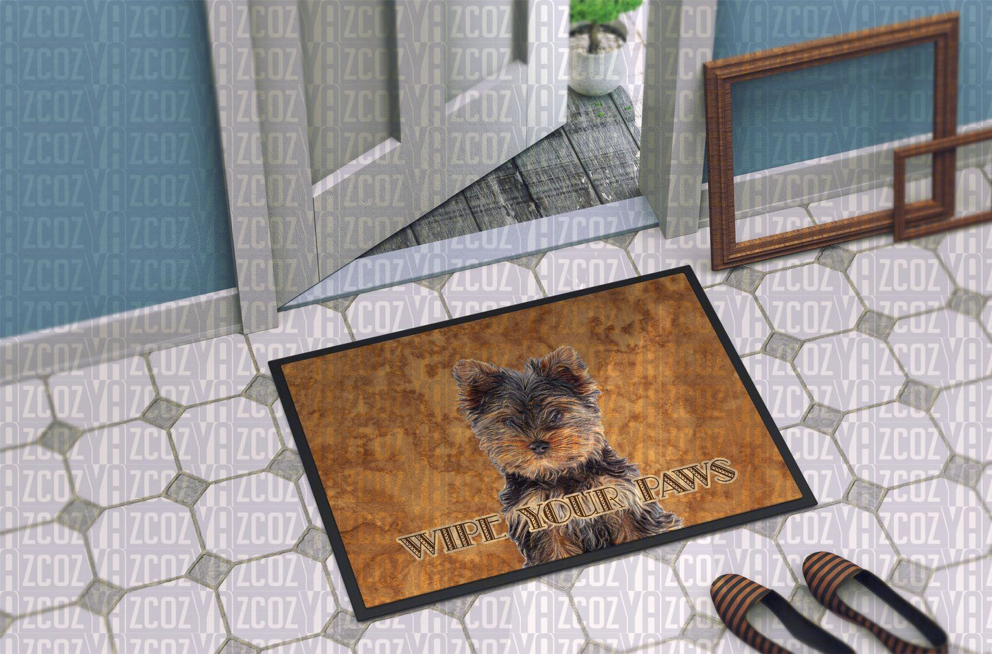 Yorkie Puppy Yorkshire Terrier Wipe Your Paws CL22110887MDD Non-slip Door mats