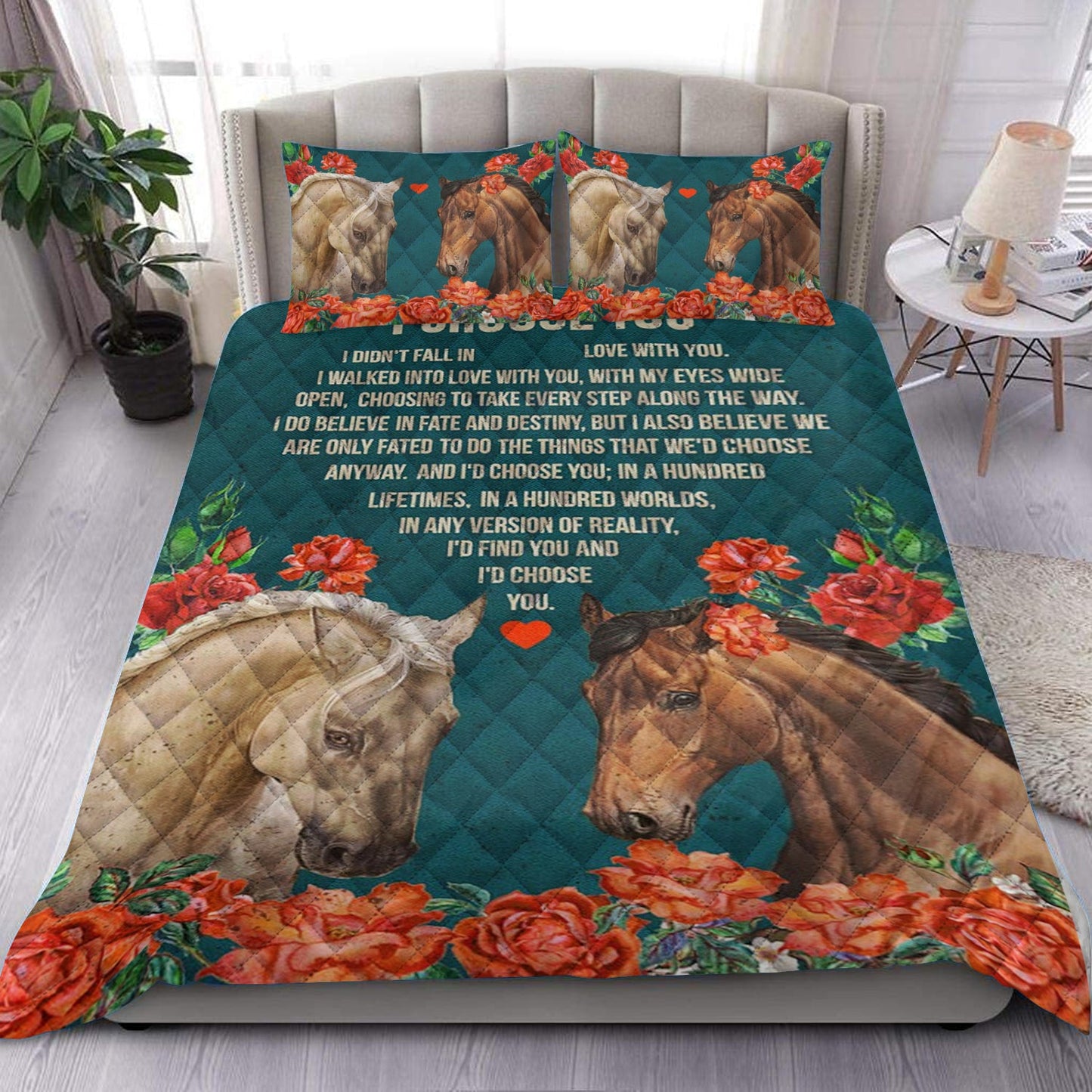 Love Horse Quilt Bedding Set HN200903T