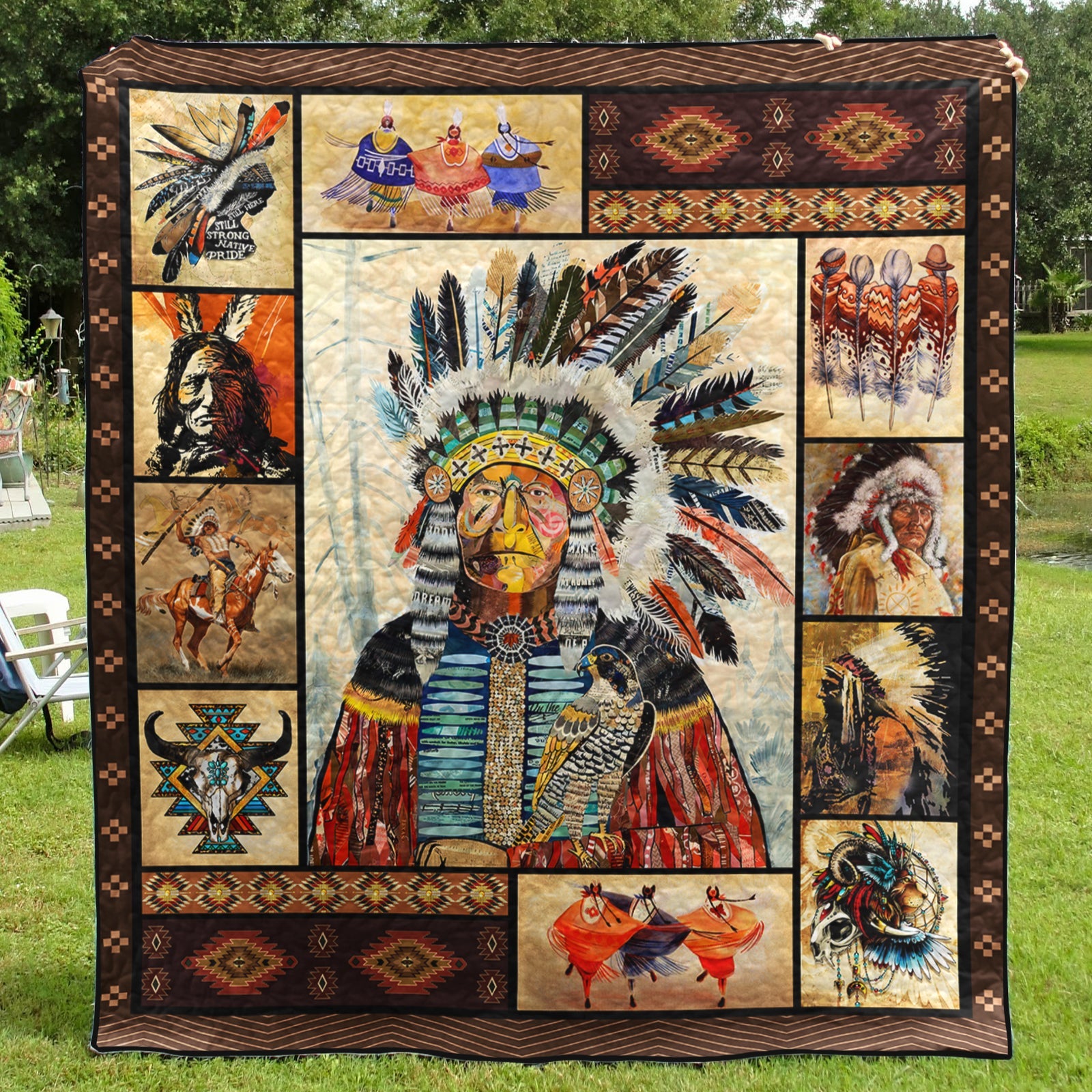 Native American Quilt Blanket HM13032302BL – Charming Favor