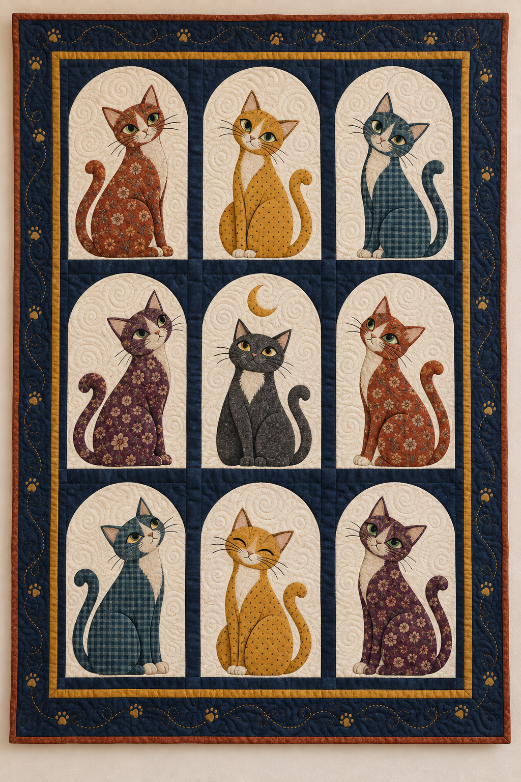 Moonlit Cat Windows TD101026046 Quilt Blanket