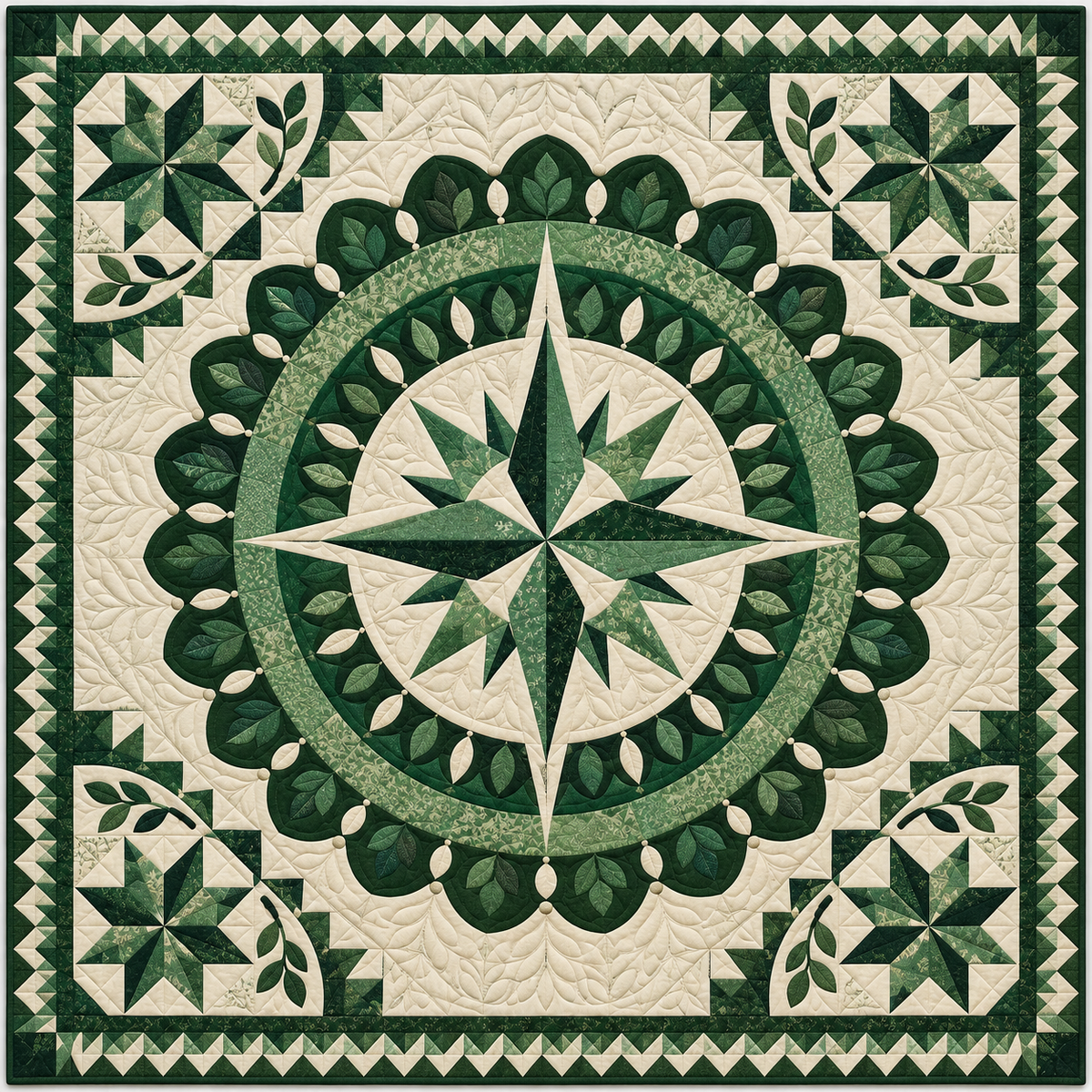 Emerald Botanical Compass TD141026501 Quilt Blanket