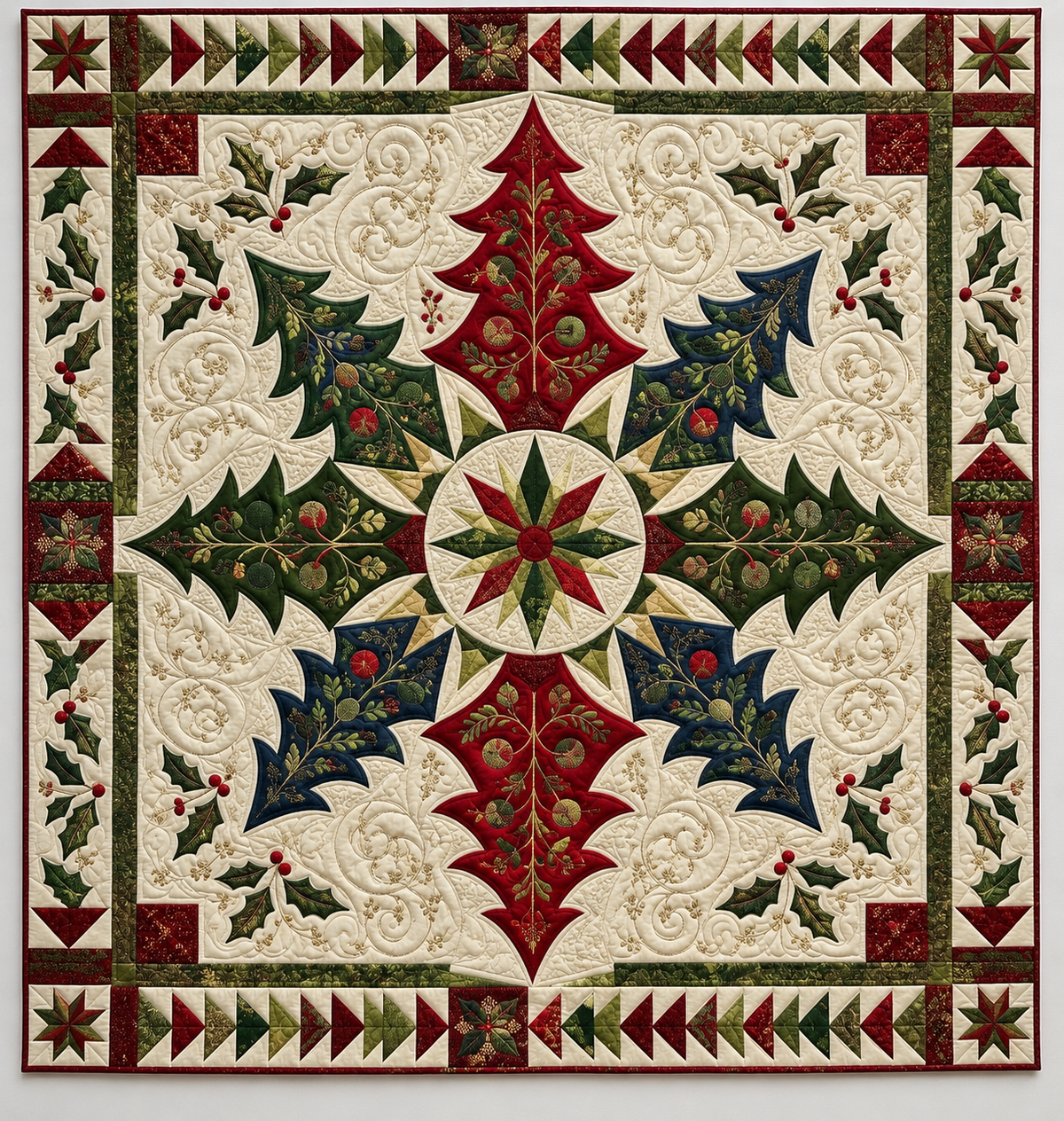 Ornamental Christmas Evergreens TD141026012 Quilt Blanket