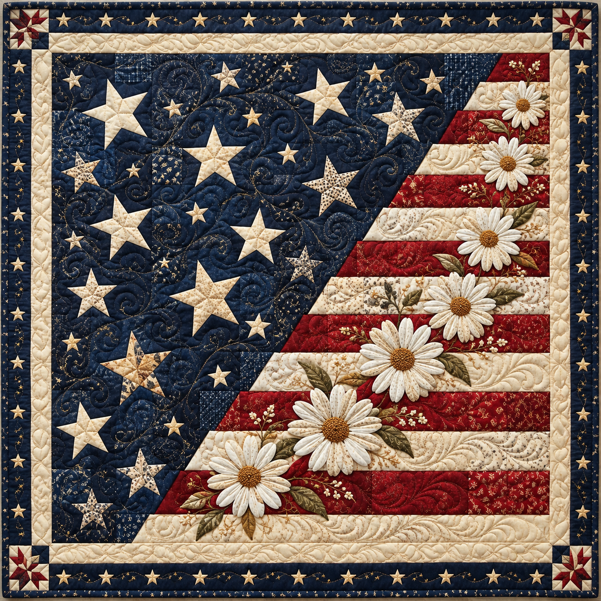 Stars Stripes And Daisies TD141026521 Quilt Blanket