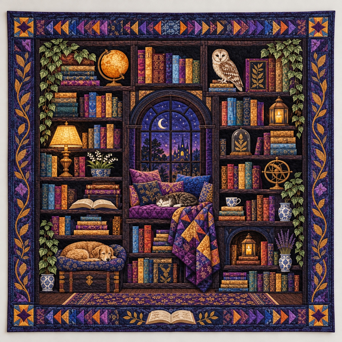 Midnight Library And Reading Nook TD141026028 Quilt Blanket