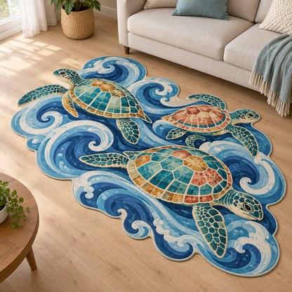Patchwork Turtle Parade TD131026029 Custom Shape Area Rug