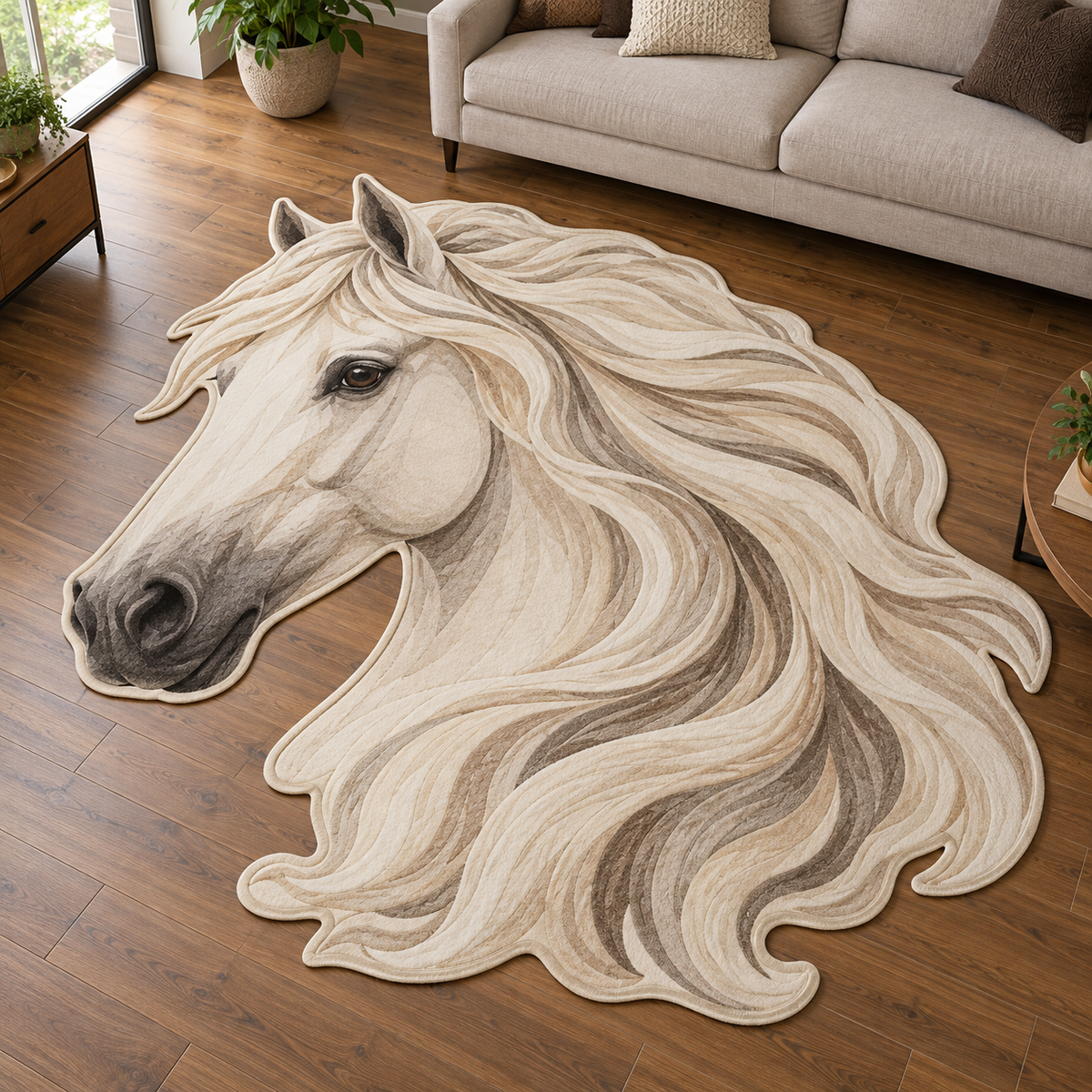 Ivory Horse Mane TD131026032 Custom Shape Area Rug