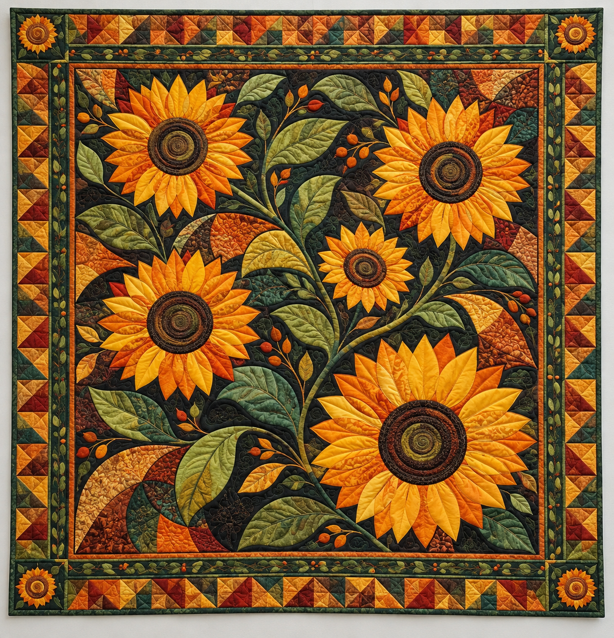 Autumn Sunflowers And Curling Leaves TD141026033 Quilt Blanket