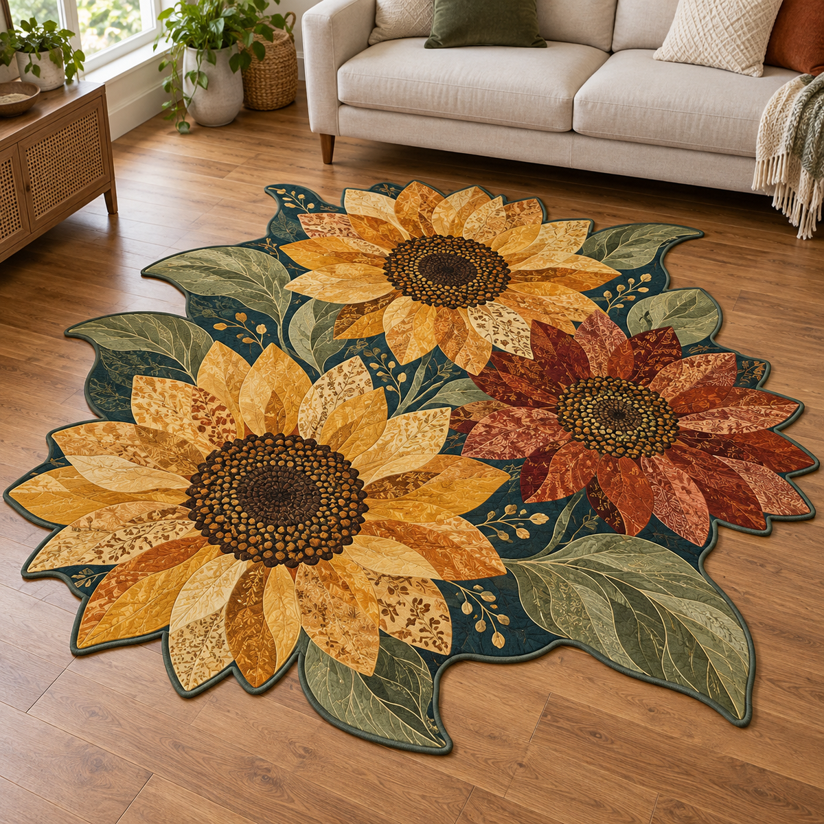 Amber Sunflower Bouquet TD131026033 Custom Shape Area Rug