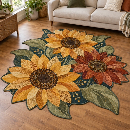 Amber Sunflower Bouquet TD131026033 Custom Shape Area Rug