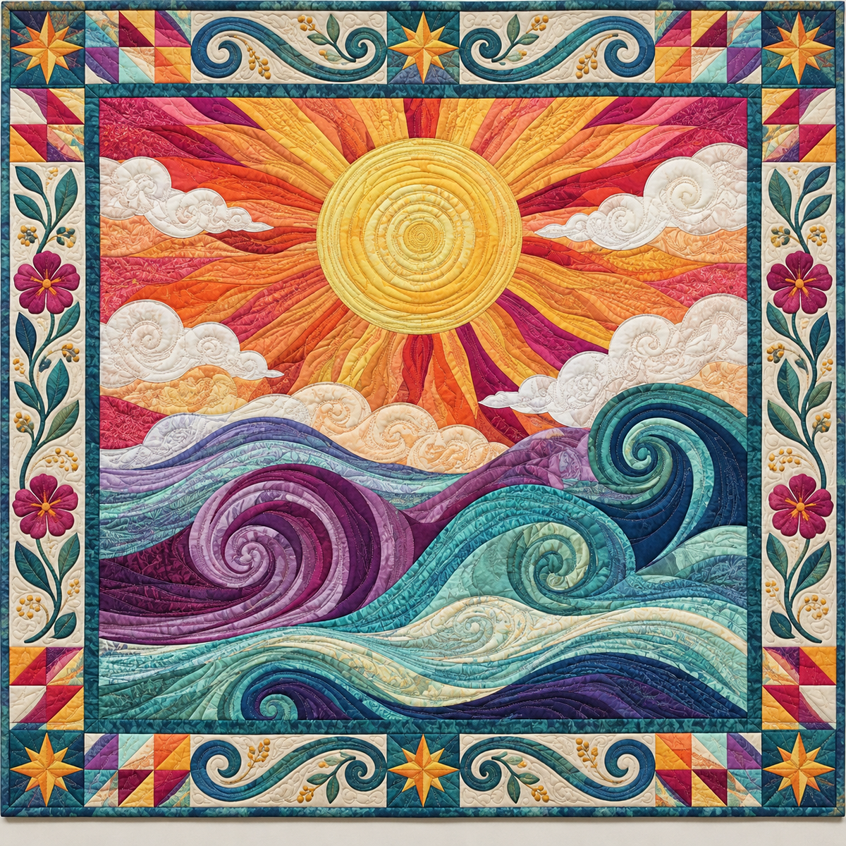 Sunburst Over Swirling Sea TD141026533 Quilt Blanket