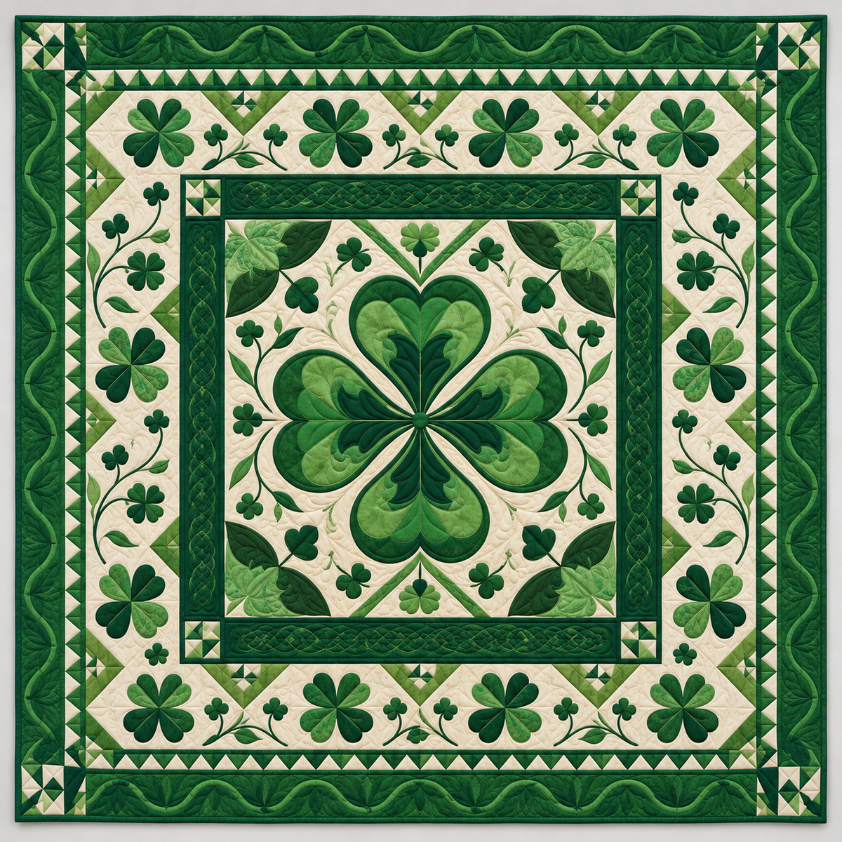 Emerald Shamrock Medallion TD141026036 Quilt Blanket