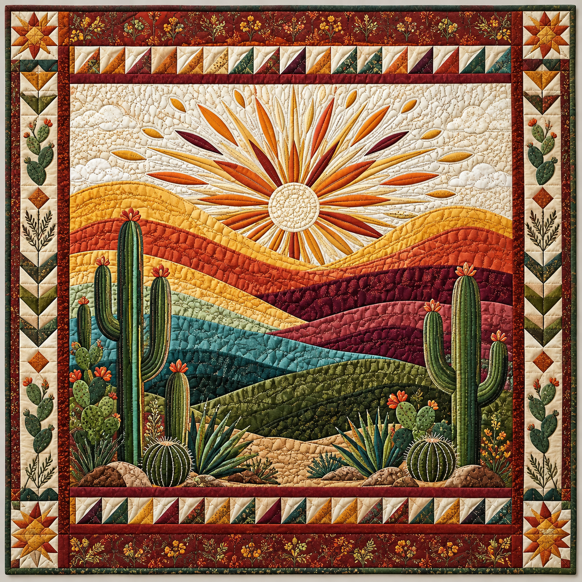 Desert Cactus Sunset TD141026536 Quilt Blanket