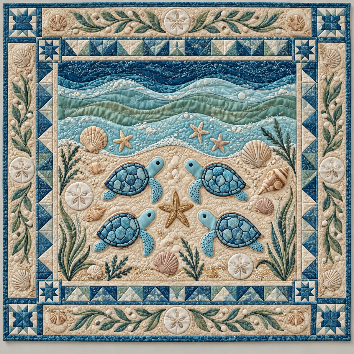 Four Turtles at the Shore TD141026537 Quilt Blanket