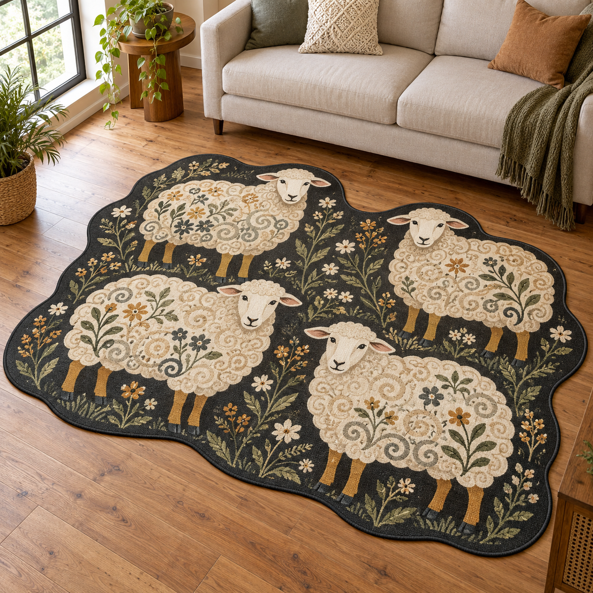 Little Sheep Meadow TD131026037 Custom Shape Area Rug