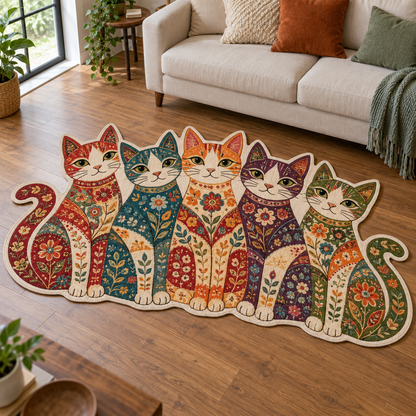 Patchwork Cat Circle TD131026038 Custom Shape Area Rug