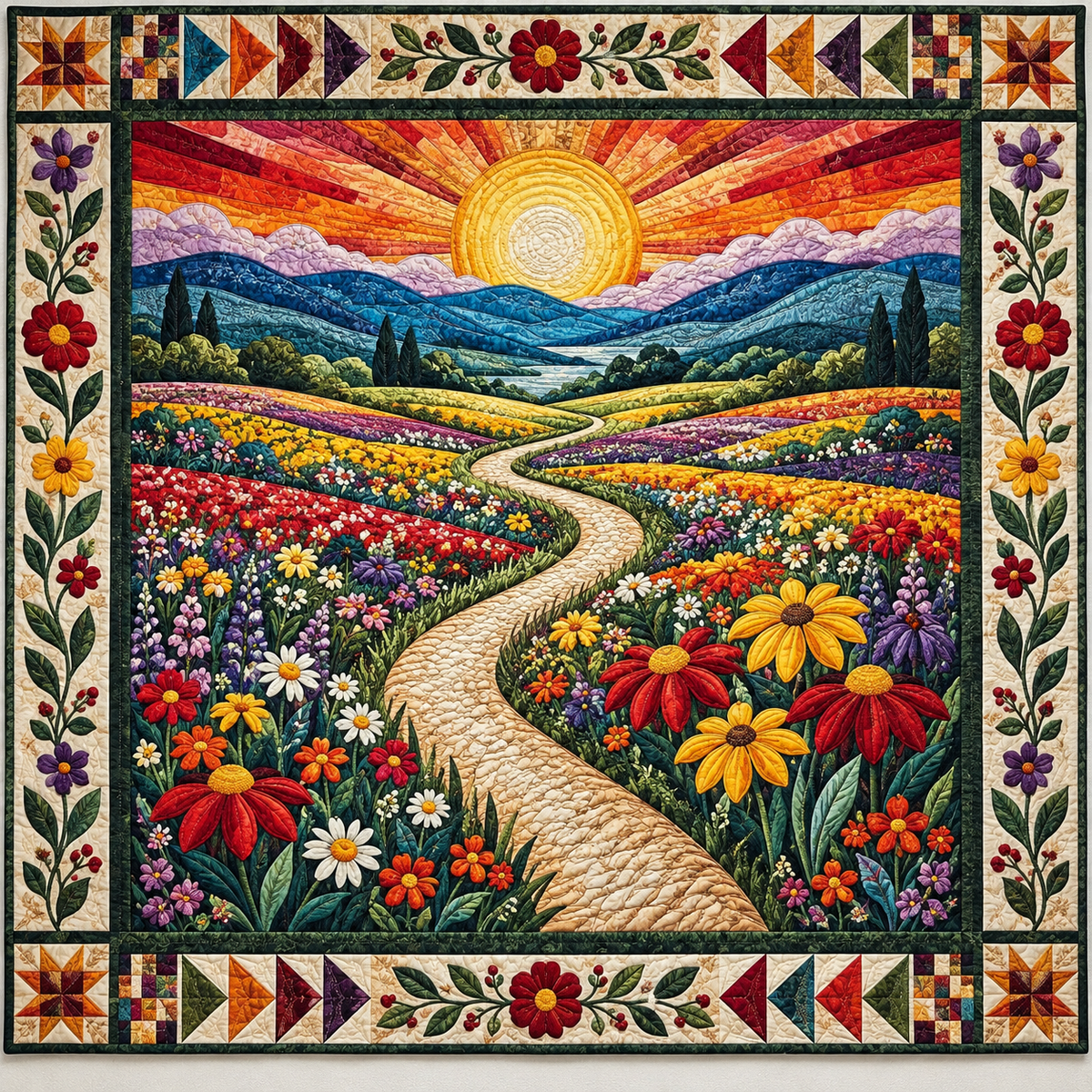 Sunlit Wildflower Path TD141026538 Quilt Blanket